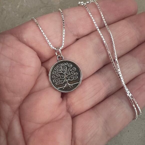 Sterling Silver Tree of Life Necklace-Double Sided Pendant - Picture 1 of 5